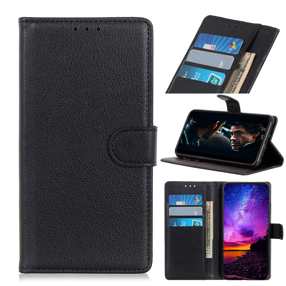 For Samsung Galaxy S20 Fan Edition Shockproof Anti-dust Anti-scratch Litchi Texture Wallet Stand Leather Cover - Black