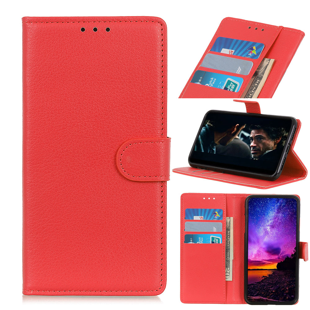 For Samsung Galaxy S20 Fan Edition Shockproof Anti-dust Anti-scratch Litchi Texture Wallet Stand Leather Cover - Red