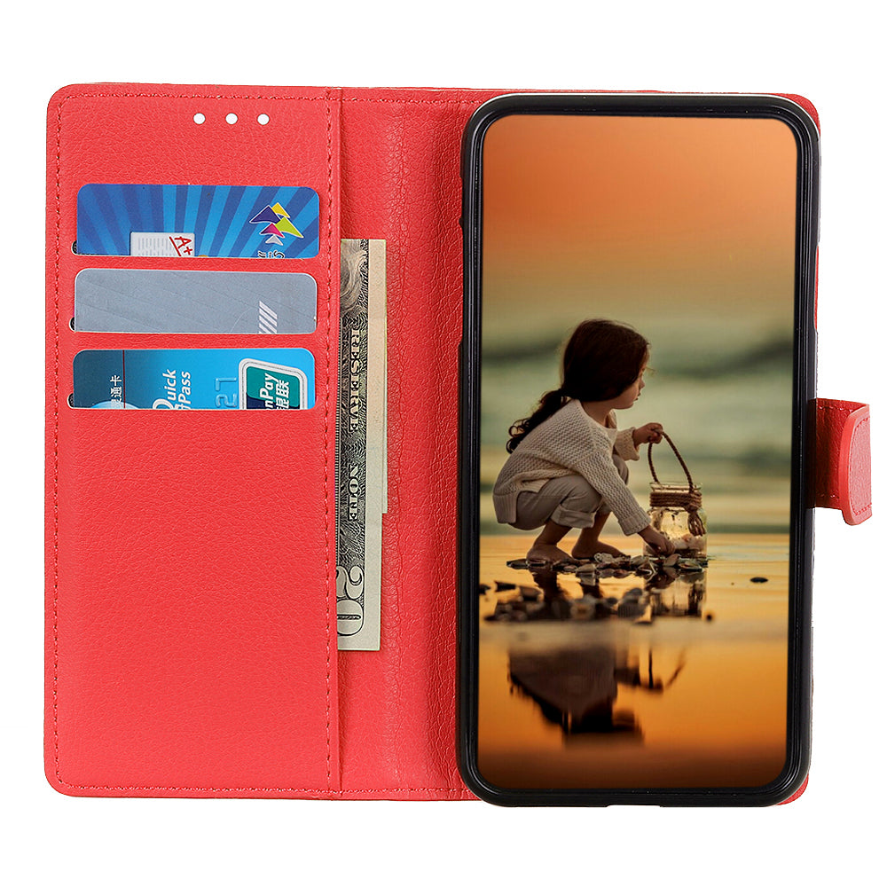 For Samsung Galaxy S20 Fan Edition Shockproof Anti-dust Anti-scratch Litchi Texture Wallet Stand Leather Cover - Red