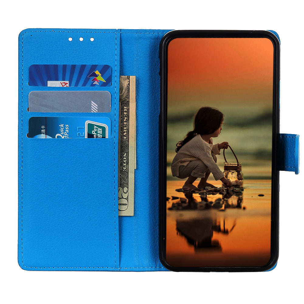 For Samsung Galaxy S20 Fan Edition Shockproof Anti-dust Anti-scratch Litchi Texture Wallet Stand Leather Cover - Blue