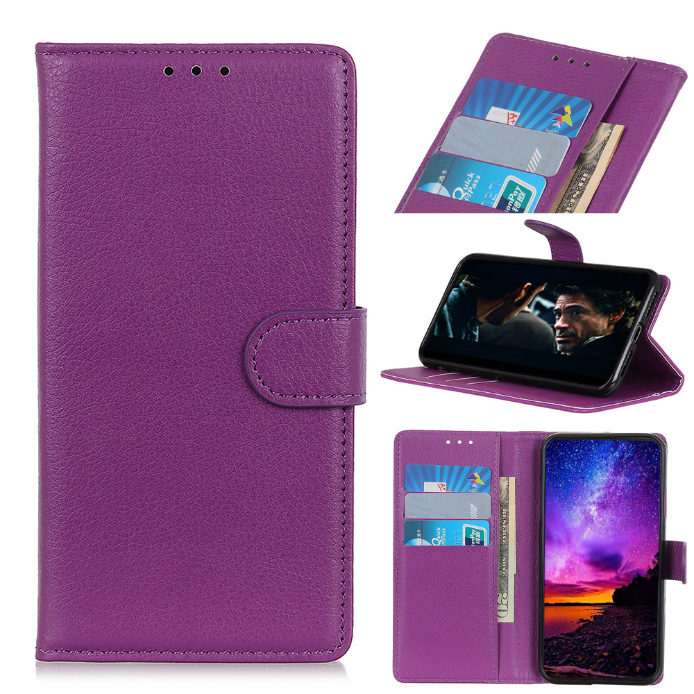 For Samsung Galaxy S20 Fan Edition Shockproof Anti-dust Anti-scratch Litchi Texture Wallet Stand Leather Cover - Purple