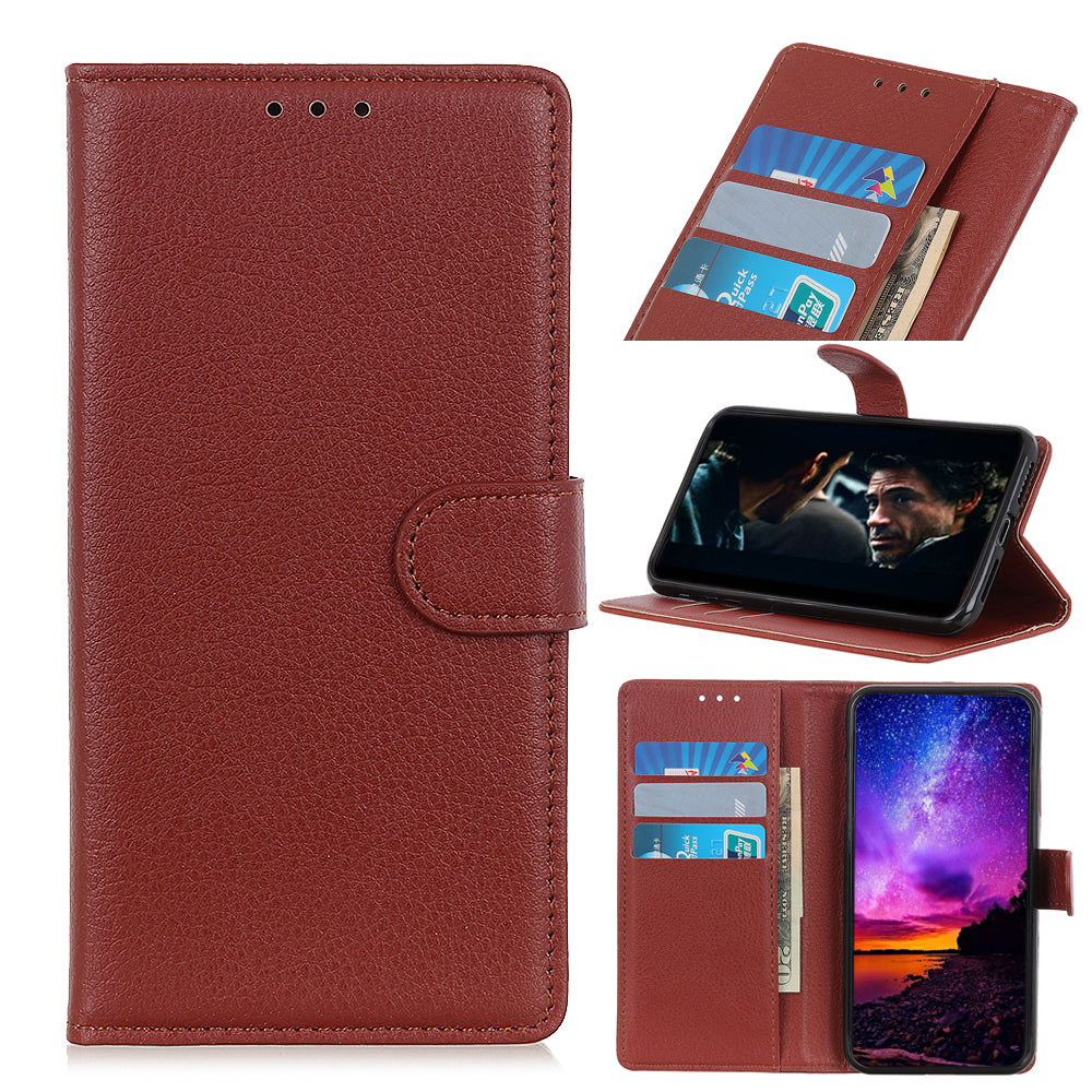 For Samsung Galaxy S20 Fan Edition Shockproof Anti-dust Anti-scratch Litchi Texture Wallet Stand Leather Cover - Brown