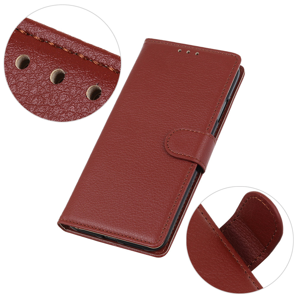 For Samsung Galaxy S20 Fan Edition Shockproof Anti-dust Anti-scratch Litchi Texture Wallet Stand Leather Cover - Brown