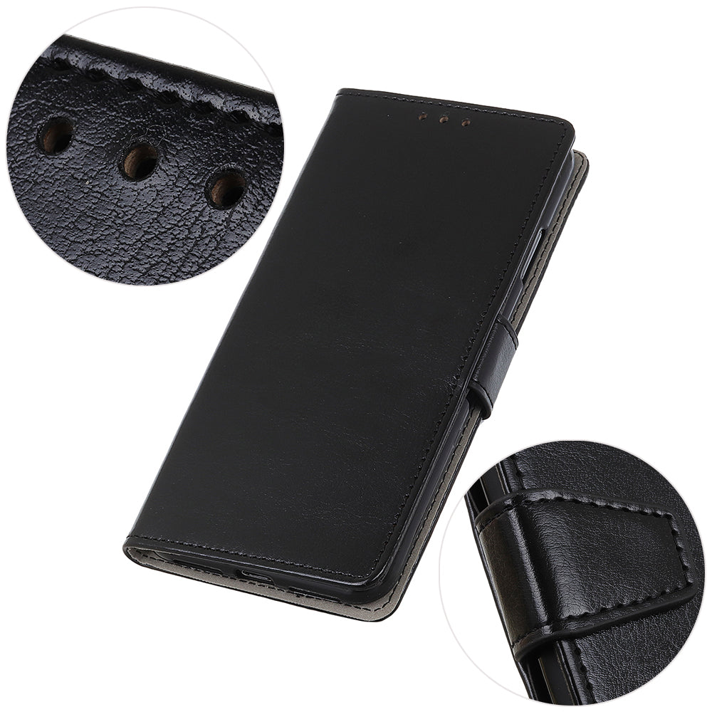 Crazy Horse Wallet Stand Leather Shell for Samsung Galaxy S20 Fan Edition - Black