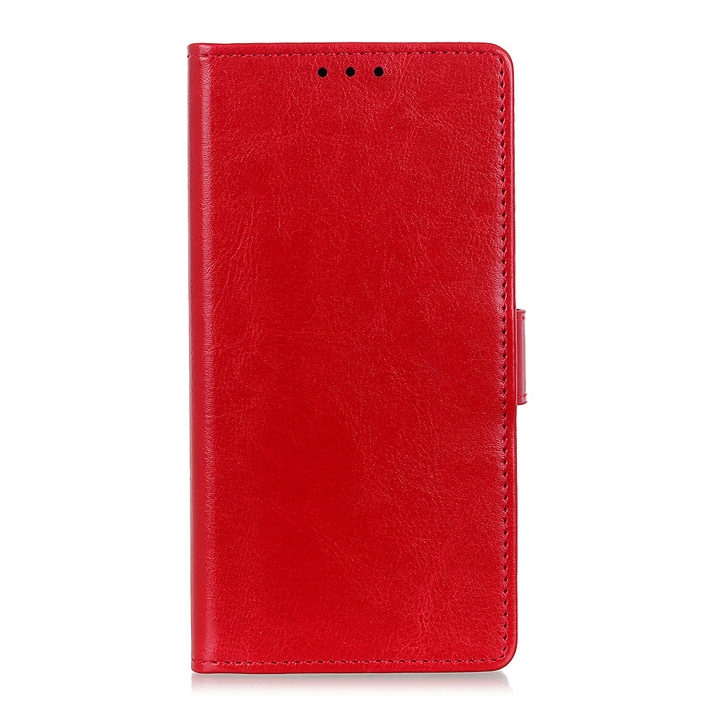 Crazy Horse Wallet Stand Leather Shell for Samsung Galaxy S20 Fan Edition - Red