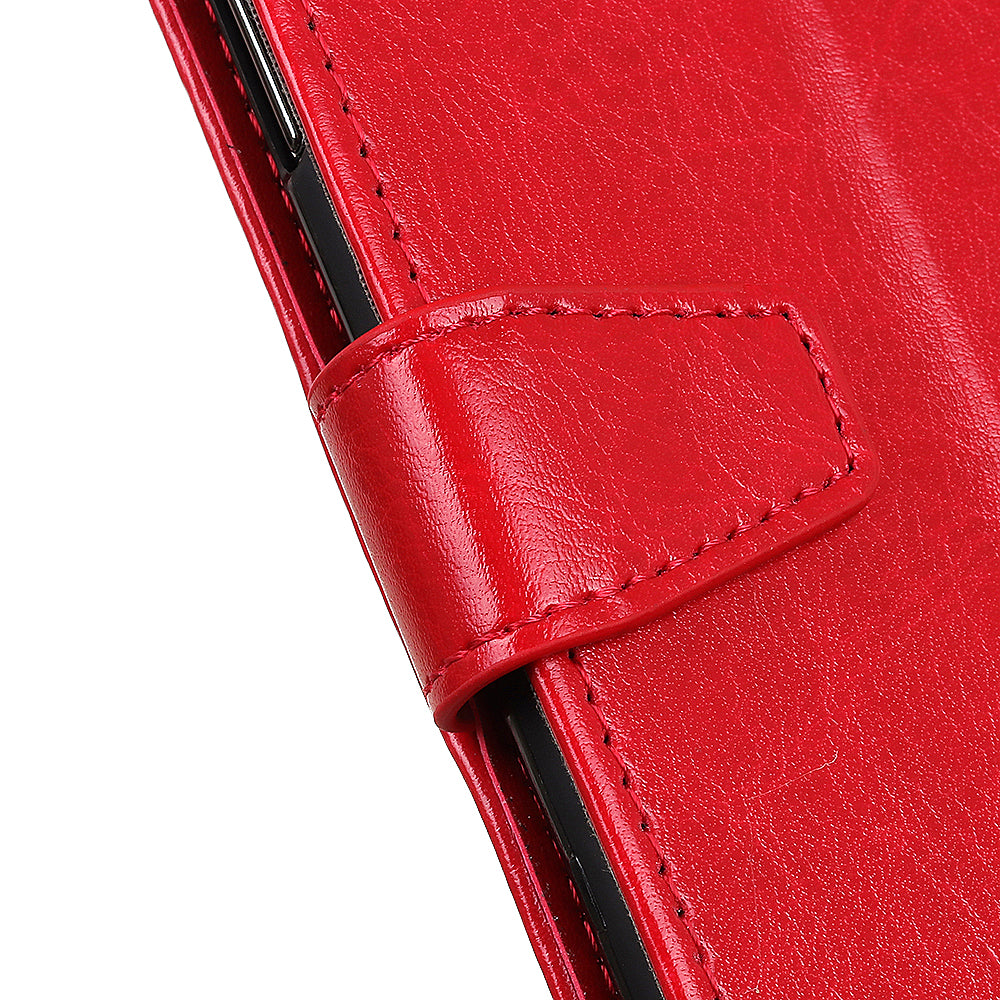 Crazy Horse Wallet Stand Leather Shell for Samsung Galaxy S20 Fan Edition - Red