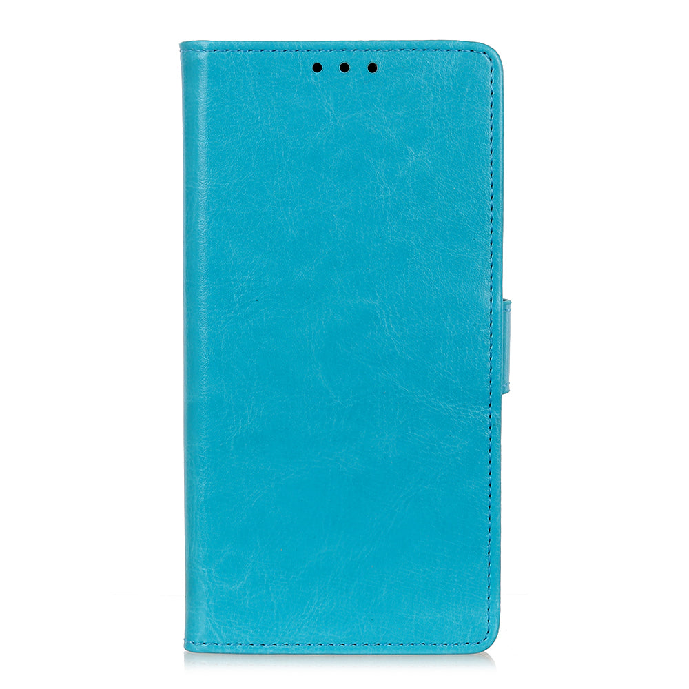 Crazy Horse Wallet Stand Leather Shell for Samsung Galaxy S20 Fan Edition - Blue