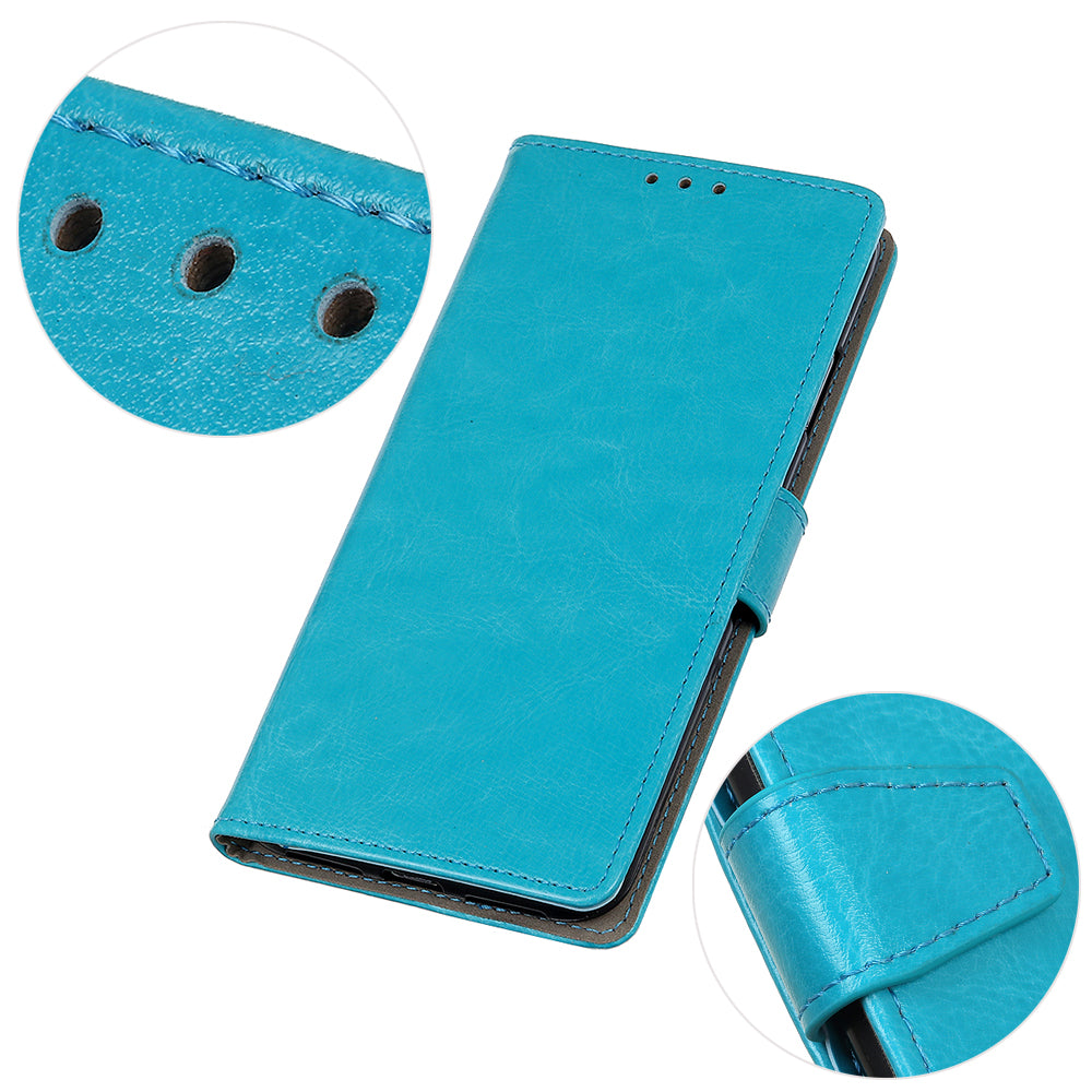 Crazy Horse Wallet Stand Leather Shell for Samsung Galaxy S20 Fan Edition - Blue