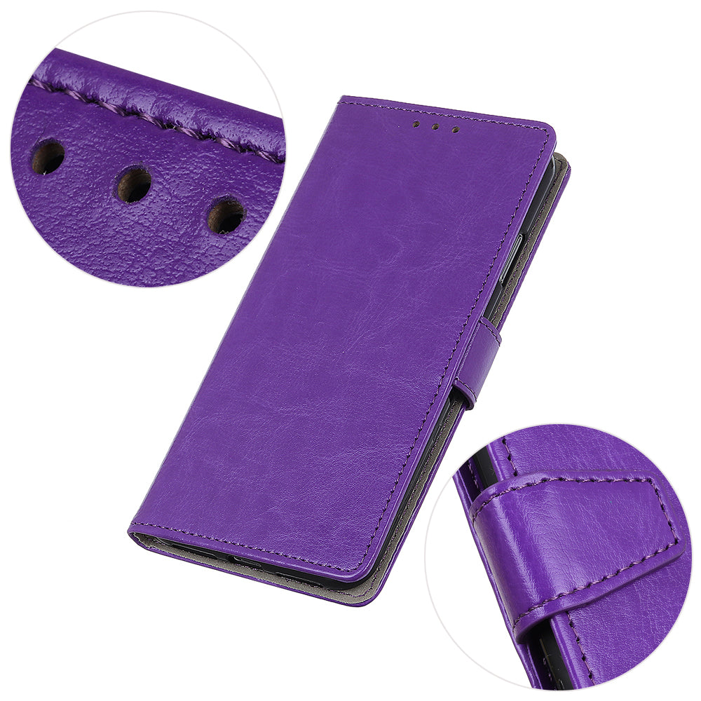 Crazy Horse Wallet Stand Leather Shell for Samsung Galaxy S20 Fan Edition - Purple