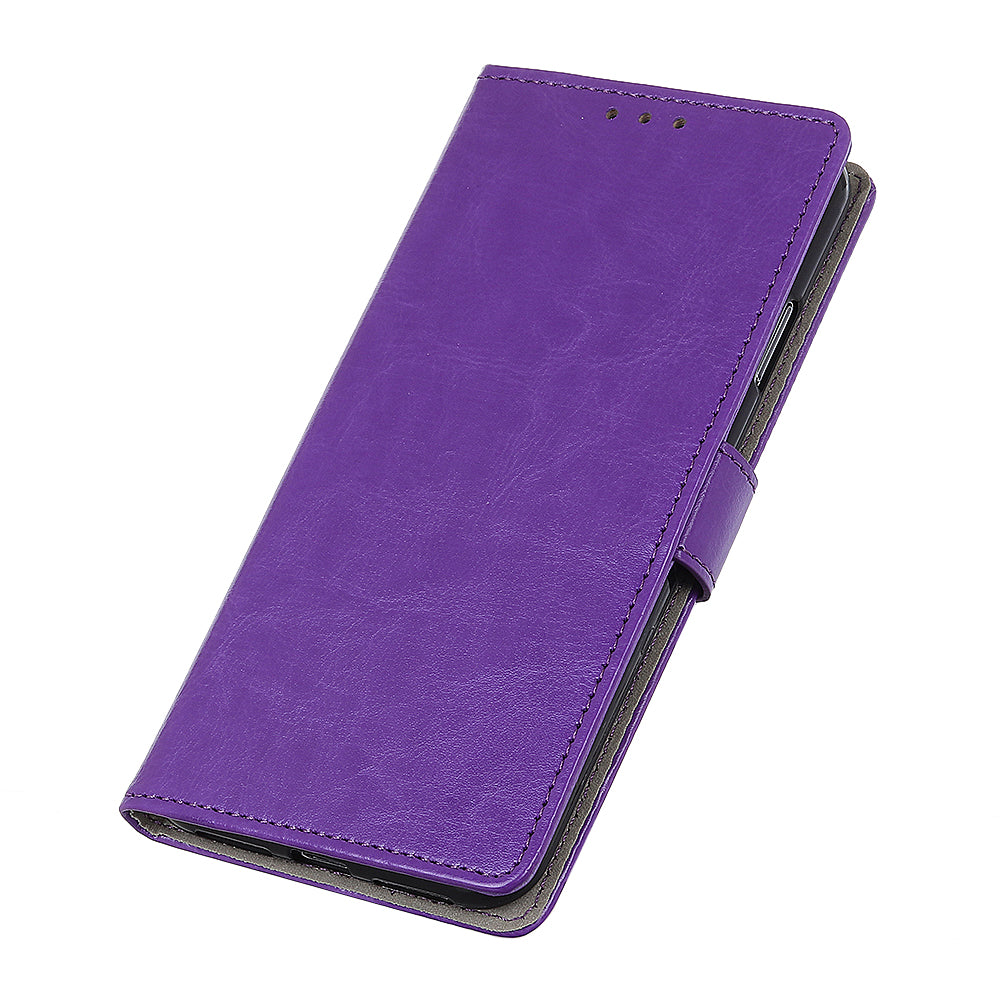 Crazy Horse Wallet Stand Leather Shell for Samsung Galaxy S20 Fan Edition - Purple