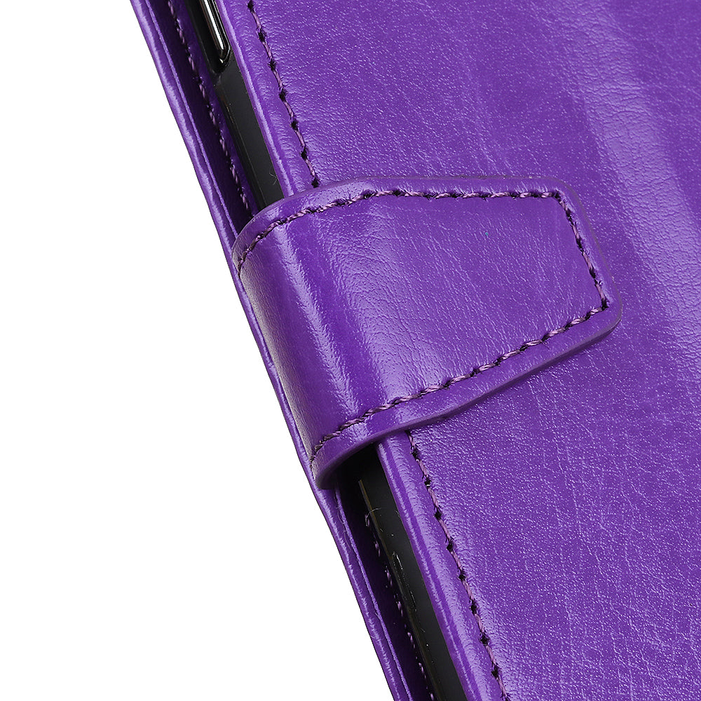 Crazy Horse Wallet Stand Leather Shell for Samsung Galaxy S20 Fan Edition - Purple