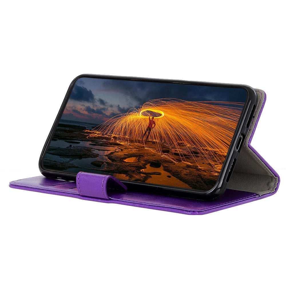 Crazy Horse Wallet Stand Leather Shell for Samsung Galaxy S20 Fan Edition - Purple