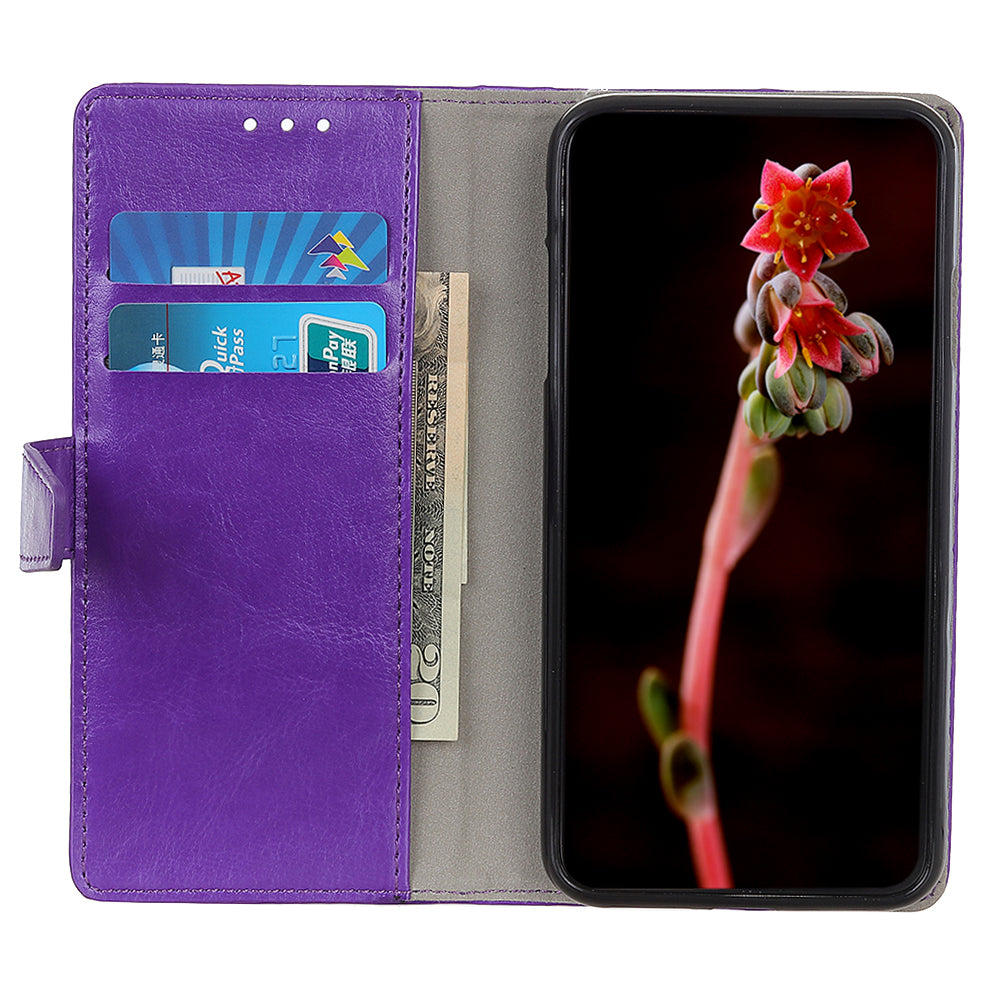 Crazy Horse Wallet Stand Leather Shell for Samsung Galaxy S20 Fan Edition - Purple