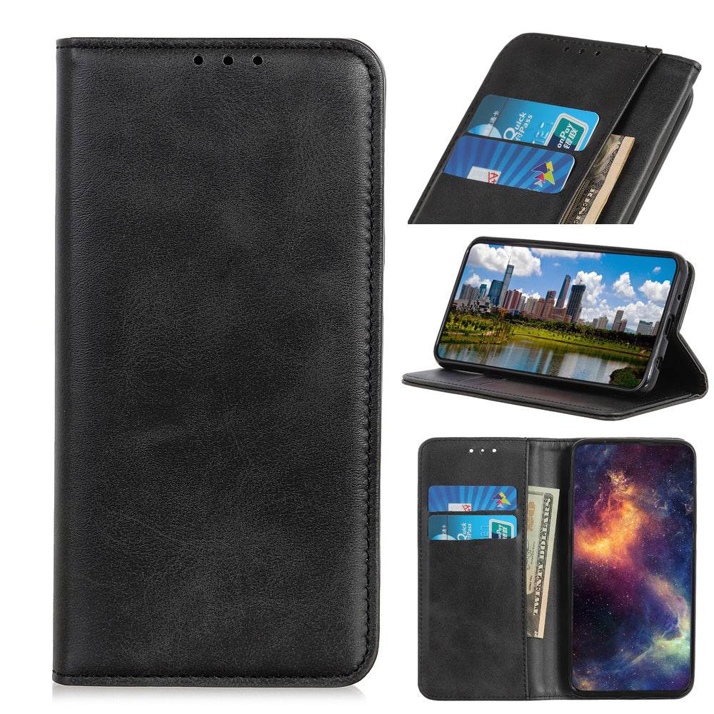 Magnetic Closure Scratch-resistant Split Leather Phone Cover for Samsung Galaxy S20 FE/S20 Fan Edition/S20 FE 5G/S20 Fan Edition 5G/S20 Lite - Black