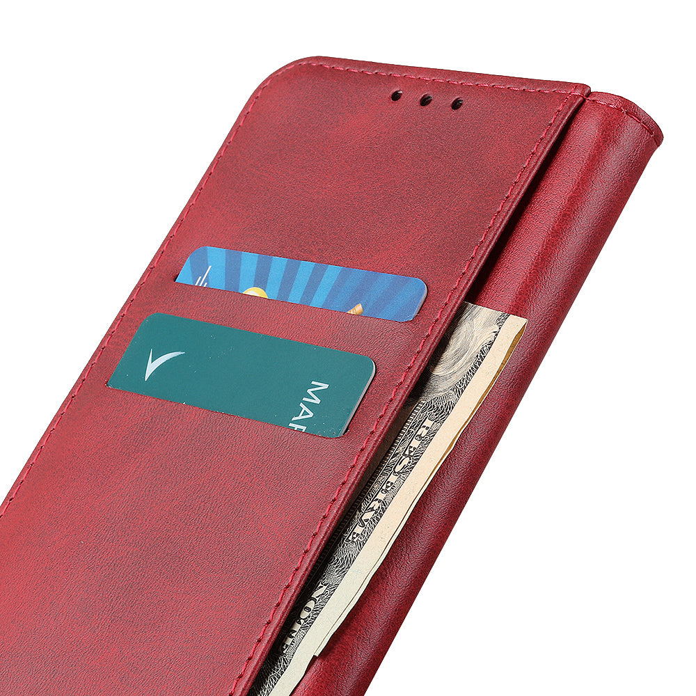 Magnetic Closure Scratch-resistant Split Leather Phone Cover for Samsung Galaxy S20 FE/S20 Fan Edition/S20 FE 5G/S20 Fan Edition 5G/S20 Lite - Red