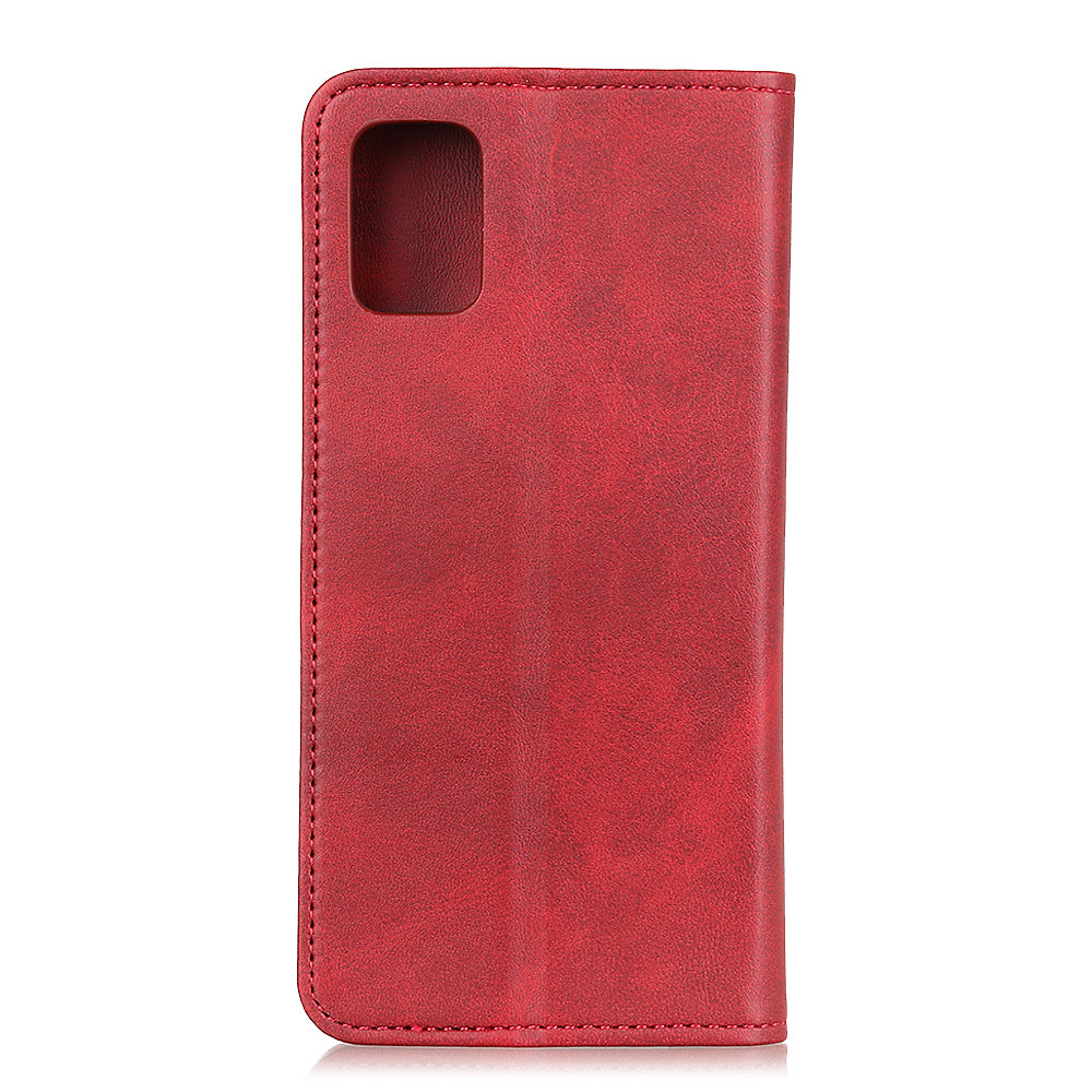 Magnetic Closure Scratch-resistant Split Leather Phone Cover for Samsung Galaxy S20 FE/S20 Fan Edition/S20 FE 5G/S20 Fan Edition 5G/S20 Lite - Red