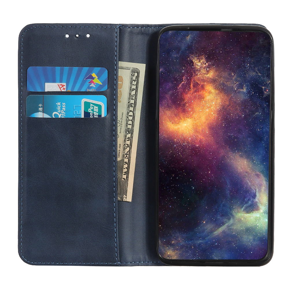 Magnetic Closure Scratch-resistant Split Leather Phone Cover for Samsung Galaxy S20 FE/S20 Fan Edition/S20 FE 5G/S20 Fan Edition 5G/S20 Lite - Blue