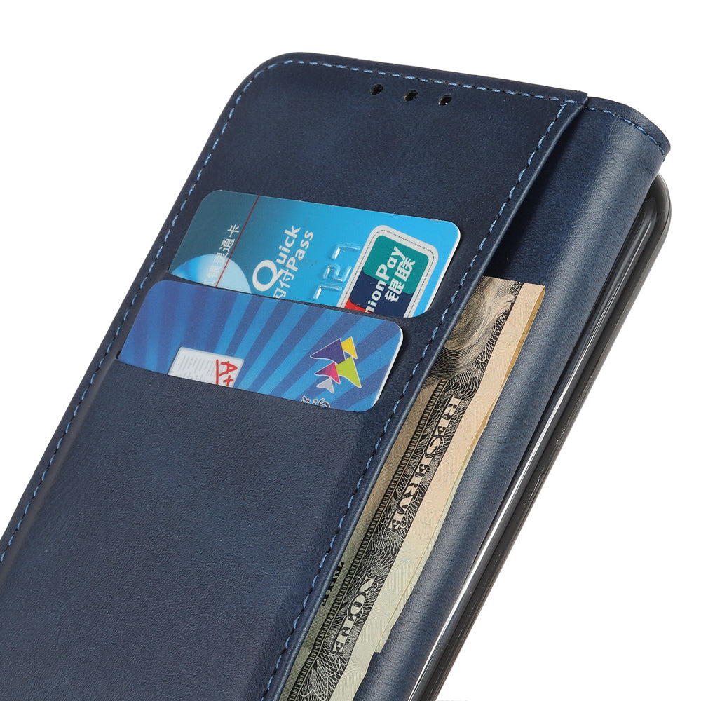 Magnetic Closure Scratch-resistant Split Leather Phone Cover for Samsung Galaxy S20 FE/S20 Fan Edition/S20 FE 5G/S20 Fan Edition 5G/S20 Lite - Blue