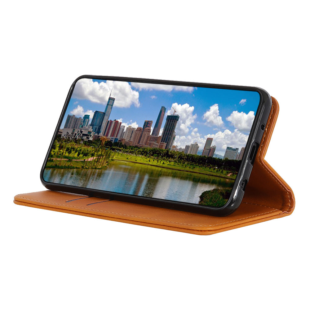 Magnetic Closure Scratch-resistant Split Leather Phone Cover for Samsung Galaxy S20 FE/S20 Fan Edition/S20 FE 5G/S20 Fan Edition 5G/S20 Lite - Brown