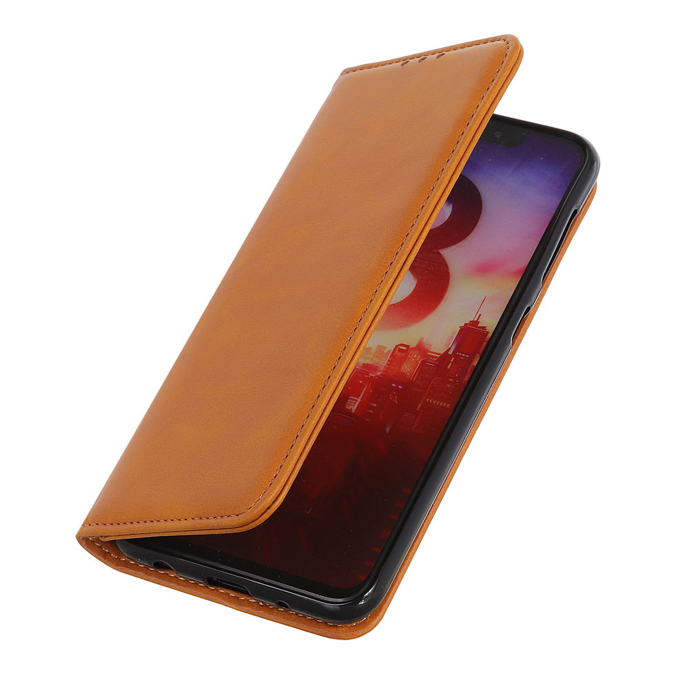 Magnetic Closure Scratch-resistant Split Leather Phone Cover for Samsung Galaxy S20 FE/S20 Fan Edition/S20 FE 5G/S20 Fan Edition 5G/S20 Lite - Brown