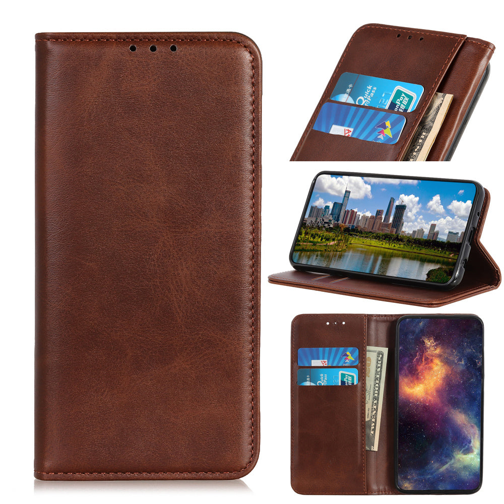 Magnetic Closure Scratch-resistant Split Leather Phone Cover for Samsung Galaxy S20 FE/S20 Fan Edition/S20 FE 5G/S20 Fan Edition 5G/S20 Lite - Coffee