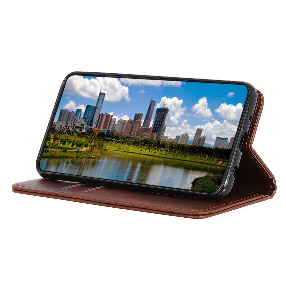 Magnetic Closure Scratch-resistant Split Leather Phone Cover for Samsung Galaxy S20 FE/S20 Fan Edition/S20 FE 5G/S20 Fan Edition 5G/S20 Lite - Coffee