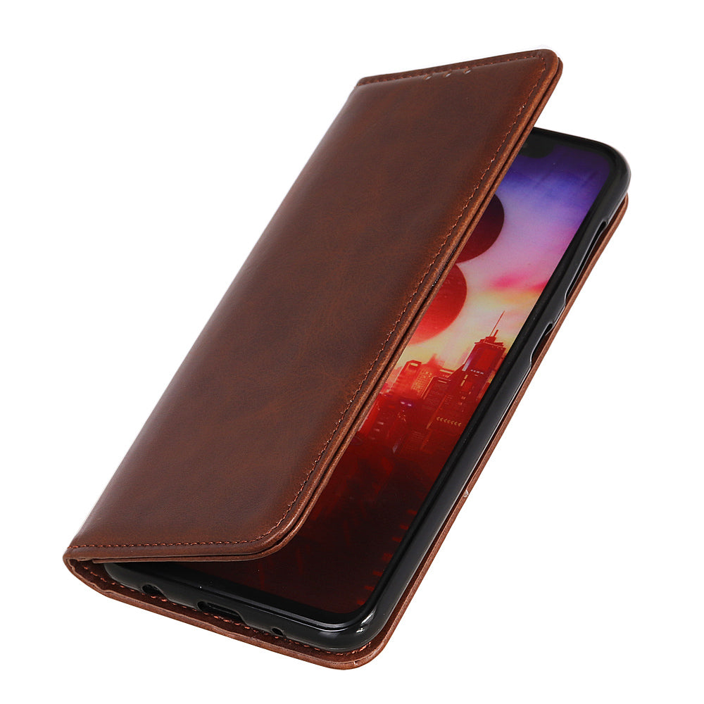 Magnetic Closure Scratch-resistant Split Leather Phone Cover for Samsung Galaxy S20 FE/S20 Fan Edition/S20 FE 5G/S20 Fan Edition 5G/S20 Lite - Coffee