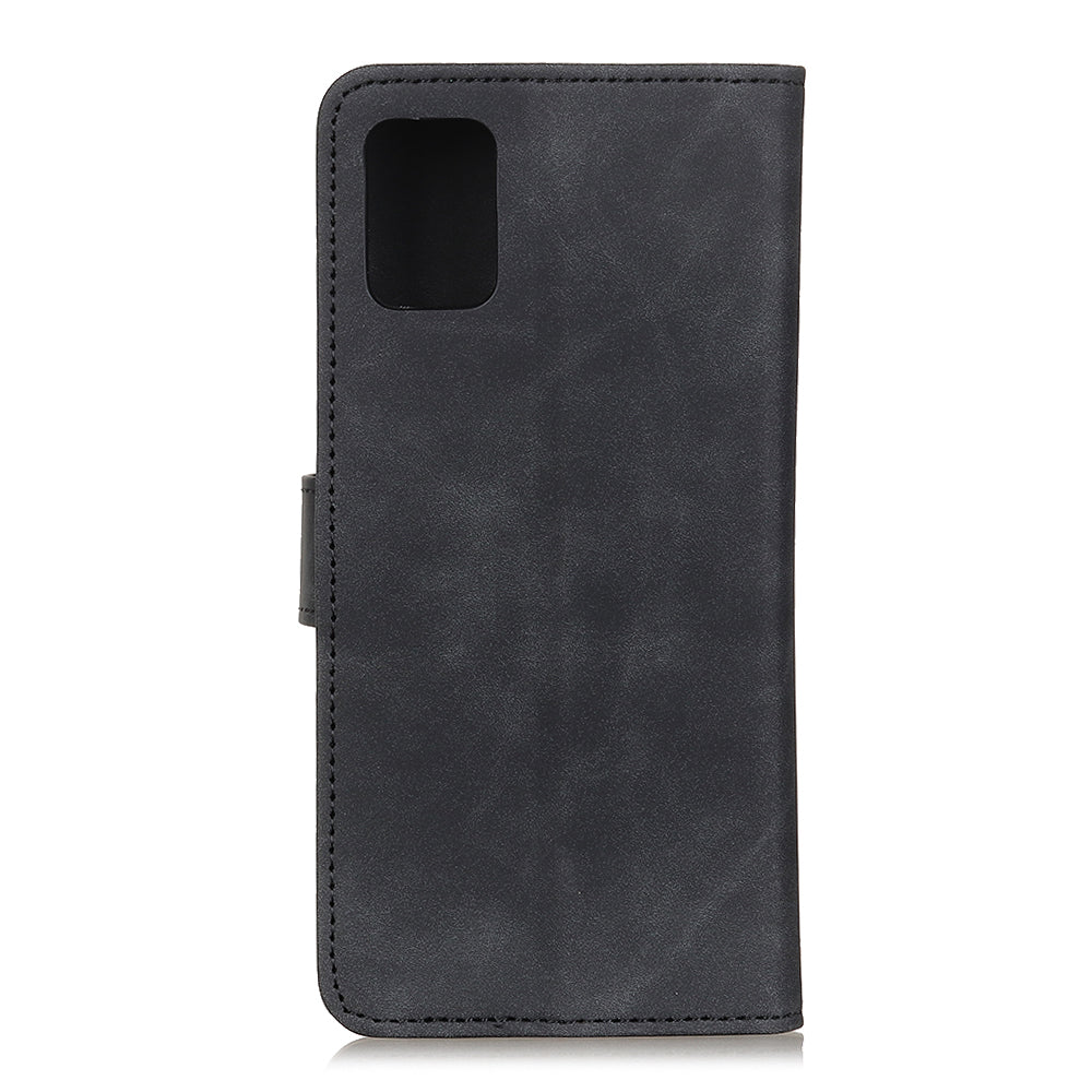 KHAZNEH Retro Leather Wallet Phone Shell for Samsung Galaxy S20 Fan Edition/S20 Lite - Black