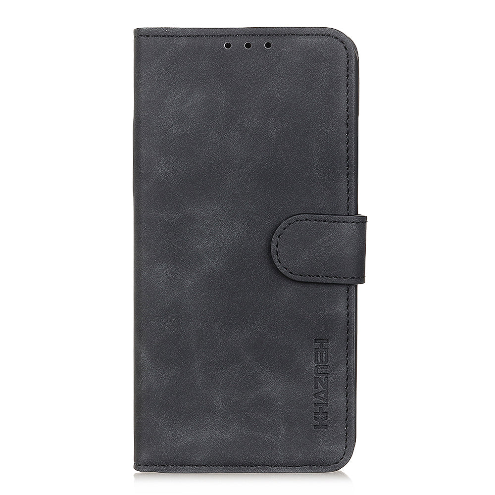 KHAZNEH Retro Leather Wallet Phone Shell for Samsung Galaxy S20 Fan Edition/S20 Lite - Black