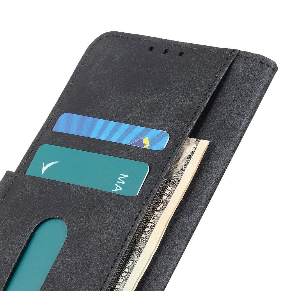 KHAZNEH Retro Leather Wallet Phone Shell for Samsung Galaxy S20 Fan Edition/S20 Lite - Black