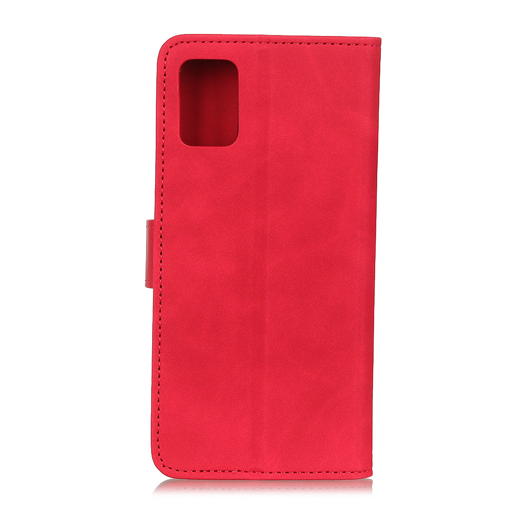 KHAZNEH Retro Leather Wallet Phone Shell for Samsung Galaxy S20 Fan Edition/S20 Lite - Red