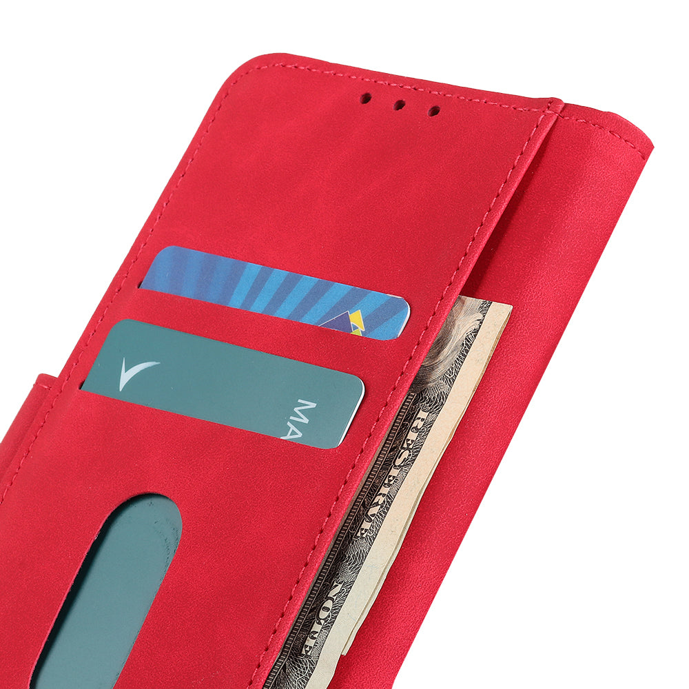 KHAZNEH Retro Leather Wallet Phone Shell for Samsung Galaxy S20 Fan Edition/S20 Lite - Red