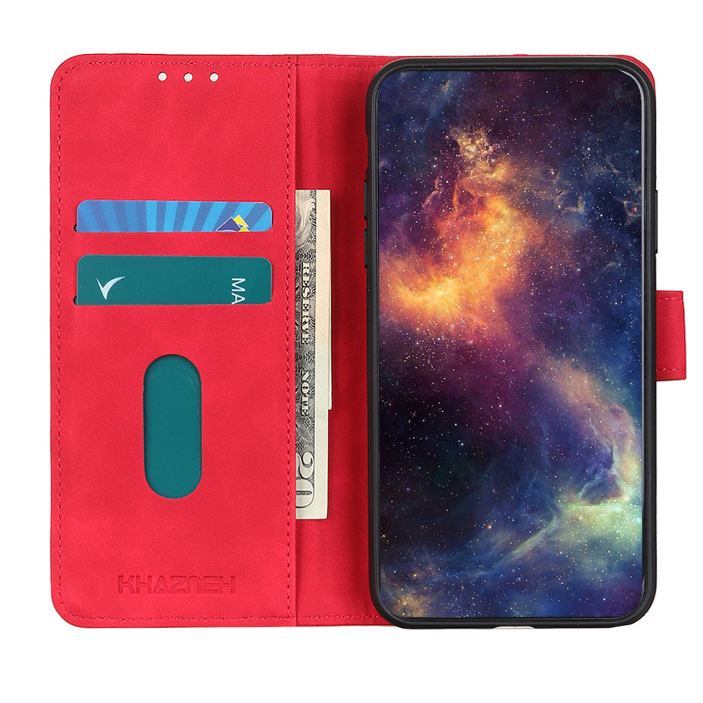 KHAZNEH Retro Leather Wallet Phone Shell for Samsung Galaxy S20 Fan Edition/S20 Lite - Red