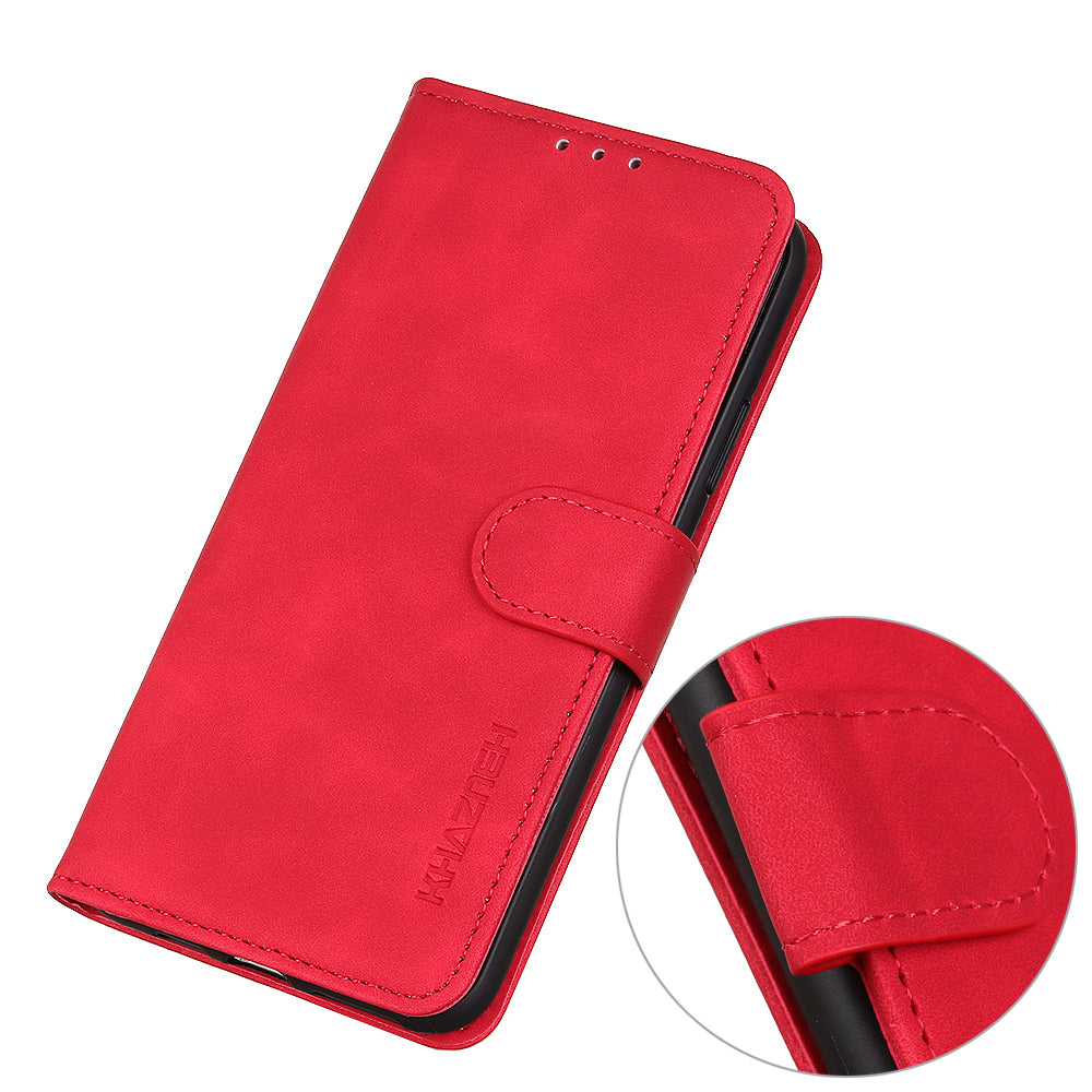 KHAZNEH Retro Leather Wallet Phone Shell for Samsung Galaxy S20 Fan Edition/S20 Lite - Red