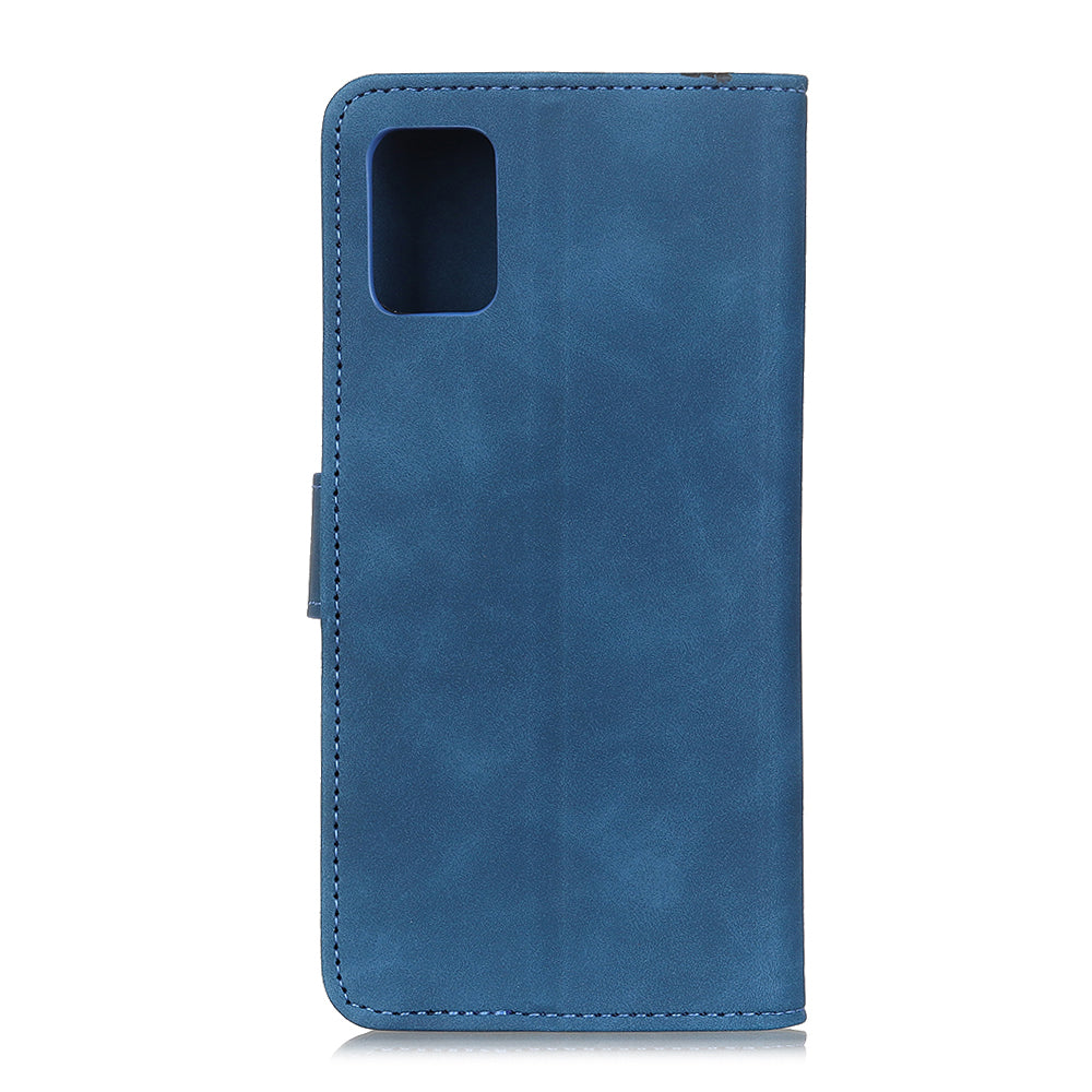 KHAZNEH Retro Leather Wallet Phone Shell for Samsung Galaxy S20 Fan Edition/S20 Lite - Blue