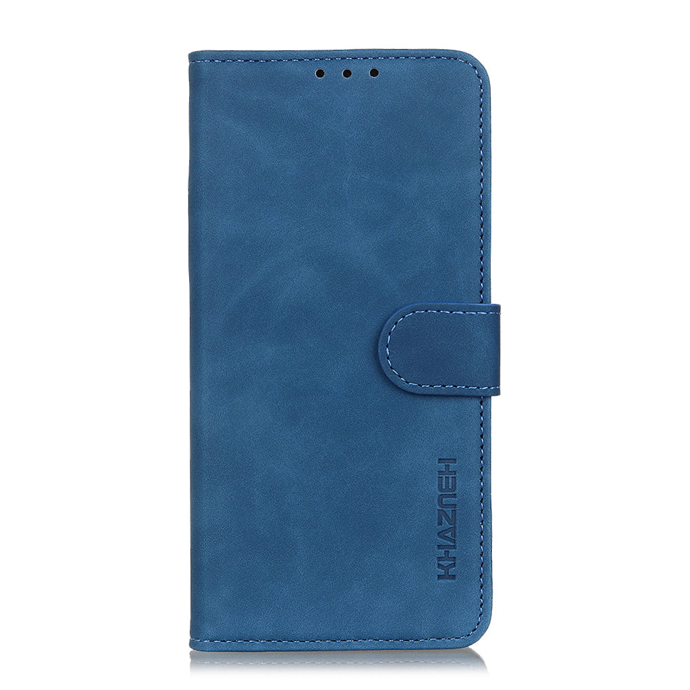 KHAZNEH Retro Leather Wallet Phone Shell for Samsung Galaxy S20 Fan Edition/S20 Lite - Blue