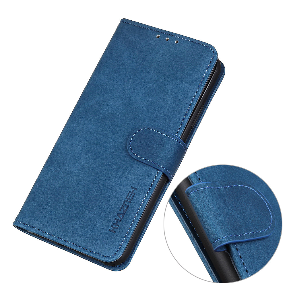 KHAZNEH Retro Leather Wallet Phone Shell for Samsung Galaxy S20 Fan Edition/S20 Lite - Blue