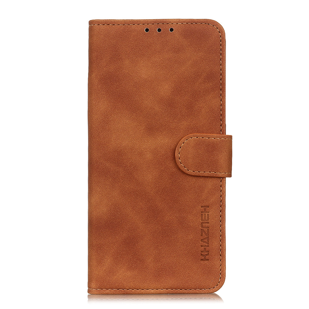 KHAZNEH Retro Leather Wallet Phone Shell for Samsung Galaxy S20 Fan Edition/S20 Lite - Brown