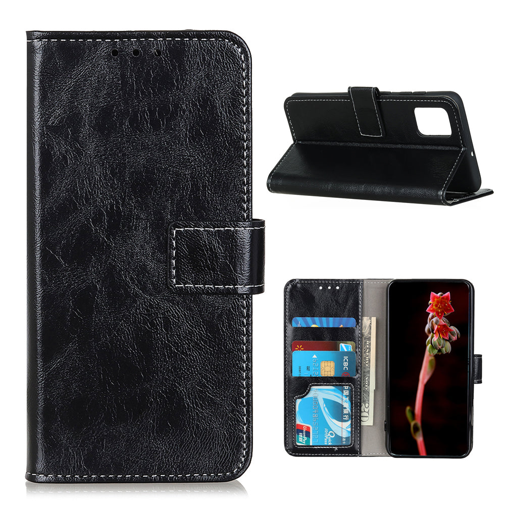 Crazy Horse Leather with Wallet Shell for Samsung Galaxy S20 FE/S20 Fan Edition/S20 FE 5G/S20 Fan Edition 5G/S20 Lite/S20 Lite - Black