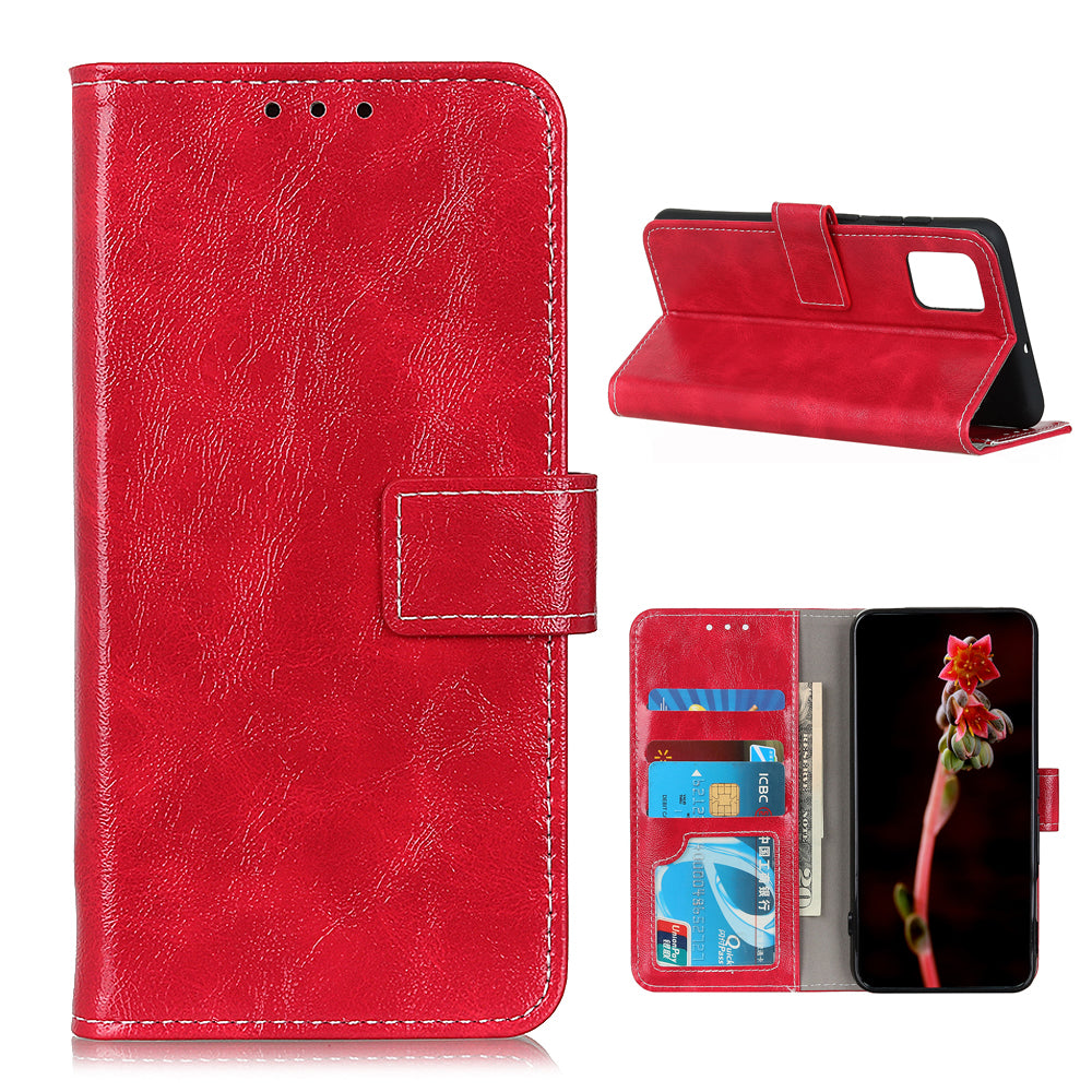 Crazy Horse Leather with Wallet Shell for Samsung Galaxy S20 FE/S20 Fan Edition/S20 FE 5G/S20 Fan Edition 5G/S20 Lite/S20 Lite - Red