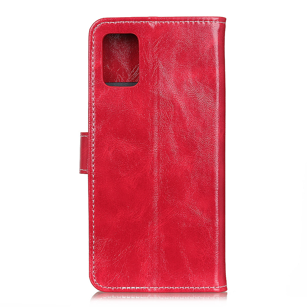 Crazy Horse Leather with Wallet Shell for Samsung Galaxy S20 FE/S20 Fan Edition/S20 FE 5G/S20 Fan Edition 5G/S20 Lite/S20 Lite - Red