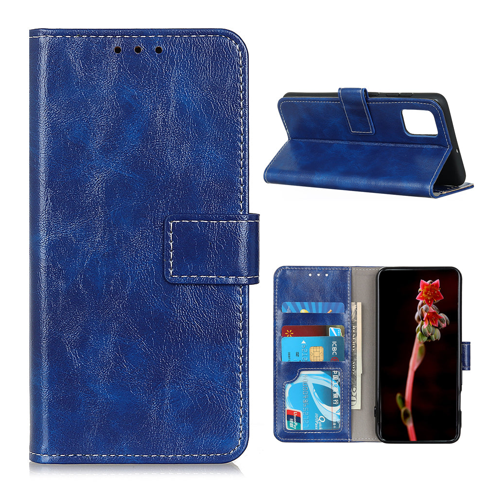 Crazy Horse Leather with Wallet Shell for Samsung Galaxy S20 FE/S20 Fan Edition/S20 FE 5G/S20 Fan Edition 5G/S20 Lite/S20 Lite - Blue