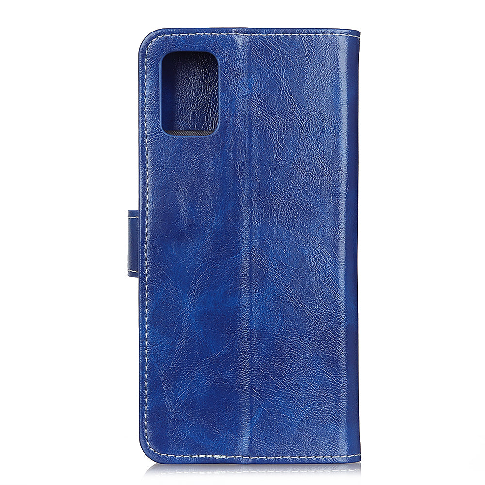 Crazy Horse Leather with Wallet Shell for Samsung Galaxy S20 FE/S20 Fan Edition/S20 FE 5G/S20 Fan Edition 5G/S20 Lite/S20 Lite - Blue