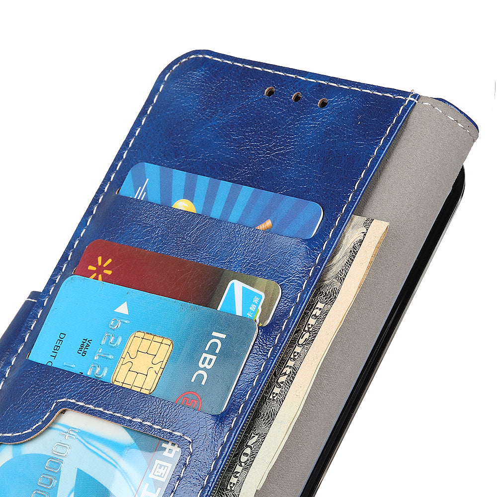 Crazy Horse Leather with Wallet Shell for Samsung Galaxy S20 FE/S20 Fan Edition/S20 FE 5G/S20 Fan Edition 5G/S20 Lite/S20 Lite - Blue