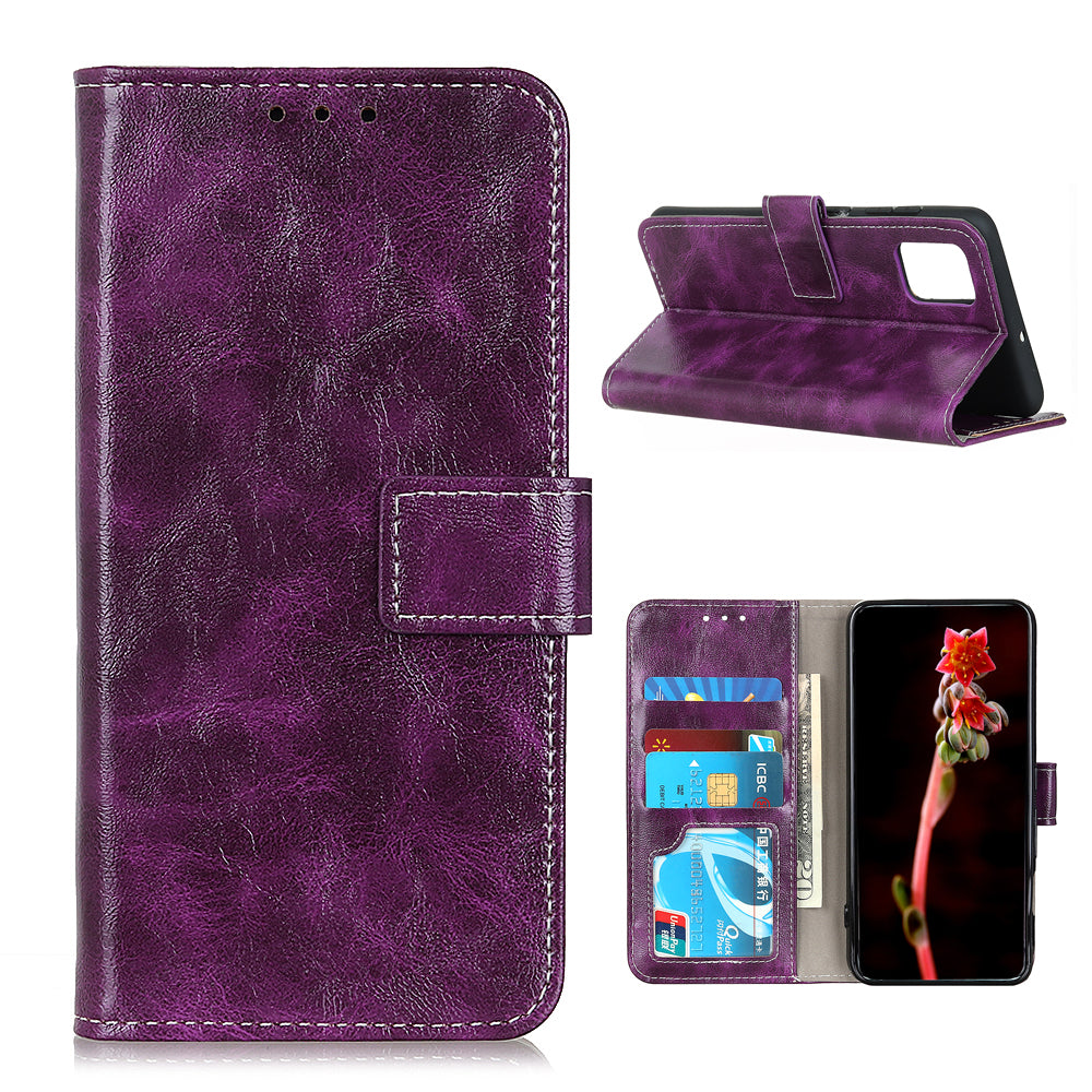 Crazy Horse Leather with Wallet Shell for Samsung Galaxy S20 FE/S20 Fan Edition/S20 FE 5G/S20 Fan Edition 5G/S20 Lite/S20 Lite - Purple