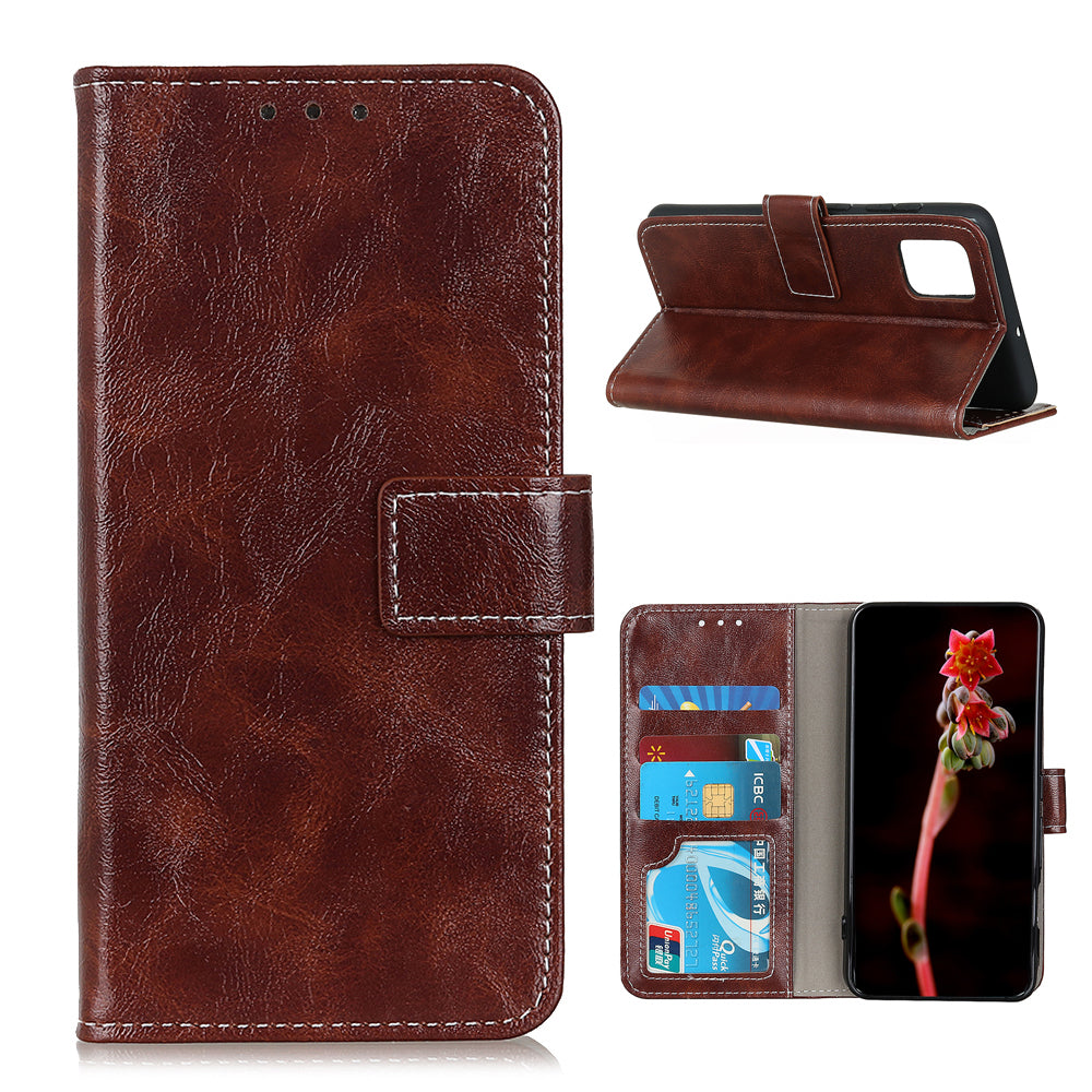 Crazy Horse Leather with Wallet Shell for Samsung Galaxy S20 FE/S20 Fan Edition/S20 FE 5G/S20 Fan Edition 5G/S20 Lite/S20 Lite - Brown