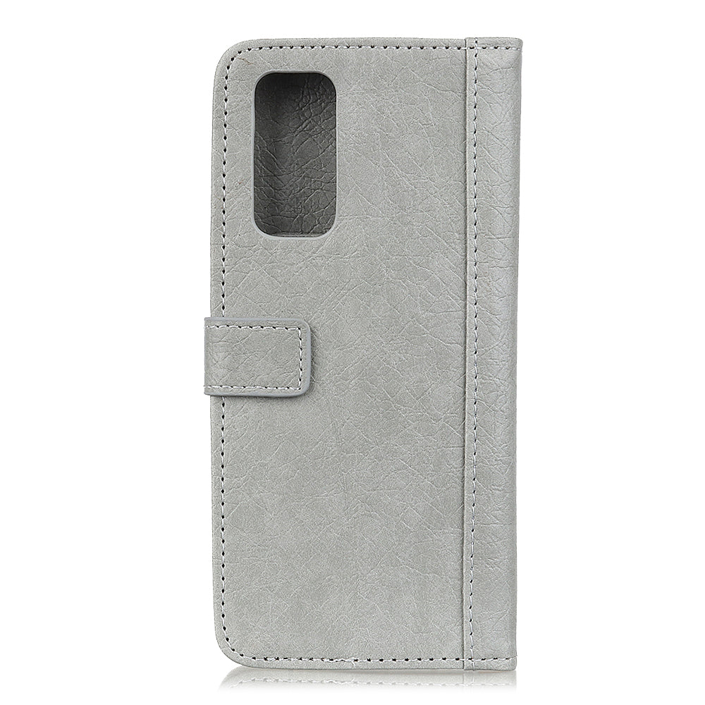 Rhino Skin with Wallet Stand PU Leather Shell for Samsung Galaxy S20 FE/S20 Fan Edition/S20 FE 5G/S20 Fan Edition 5G/S20 Lite/S20 Lite - Grey