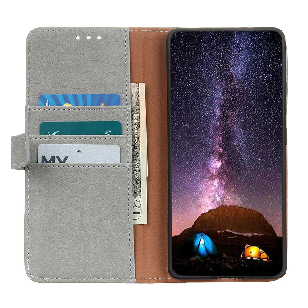 Rhino Skin with Wallet Stand PU Leather Shell for Samsung Galaxy S20 FE/S20 Fan Edition/S20 FE 5G/S20 Fan Edition 5G/S20 Lite/S20 Lite - Grey