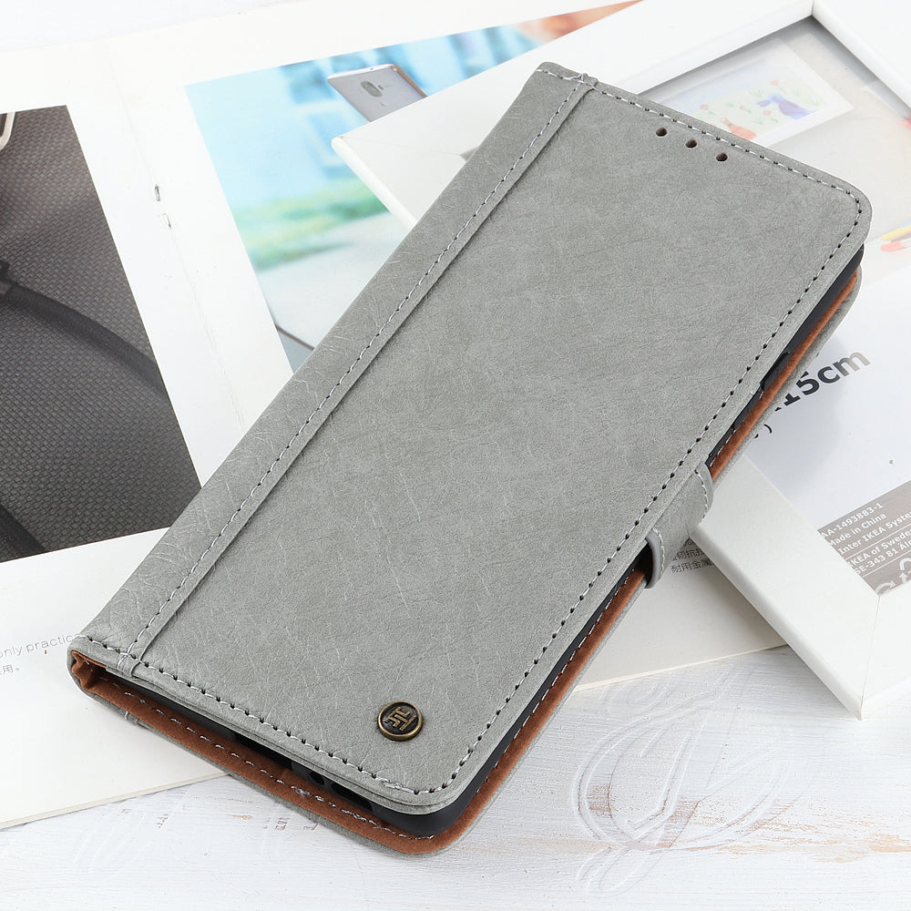 Rhino Skin with Wallet Stand PU Leather Shell for Samsung Galaxy S20 FE/S20 Fan Edition/S20 FE 5G/S20 Fan Edition 5G/S20 Lite/S20 Lite - Grey