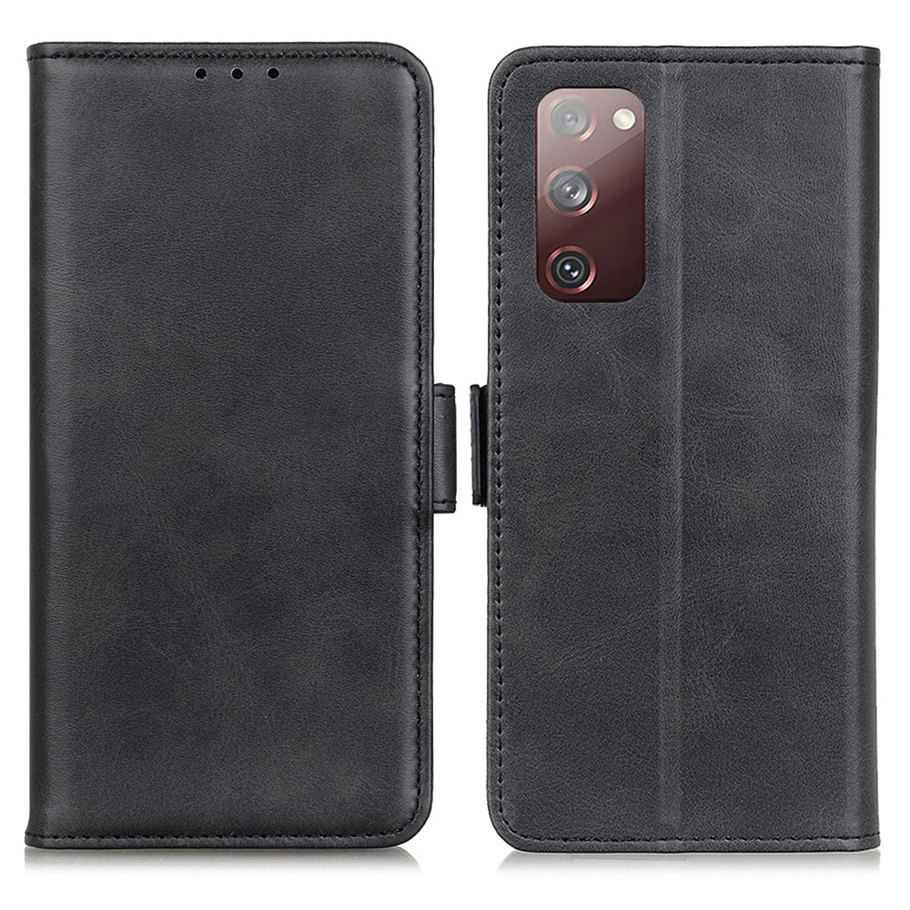 Anti-scratch Shockproof Magnetic Clasp Leather Phone Case Shell for Samsung Galaxy S20 FE 4G/5G/S20 Lite/S20 FE 2022 - Black